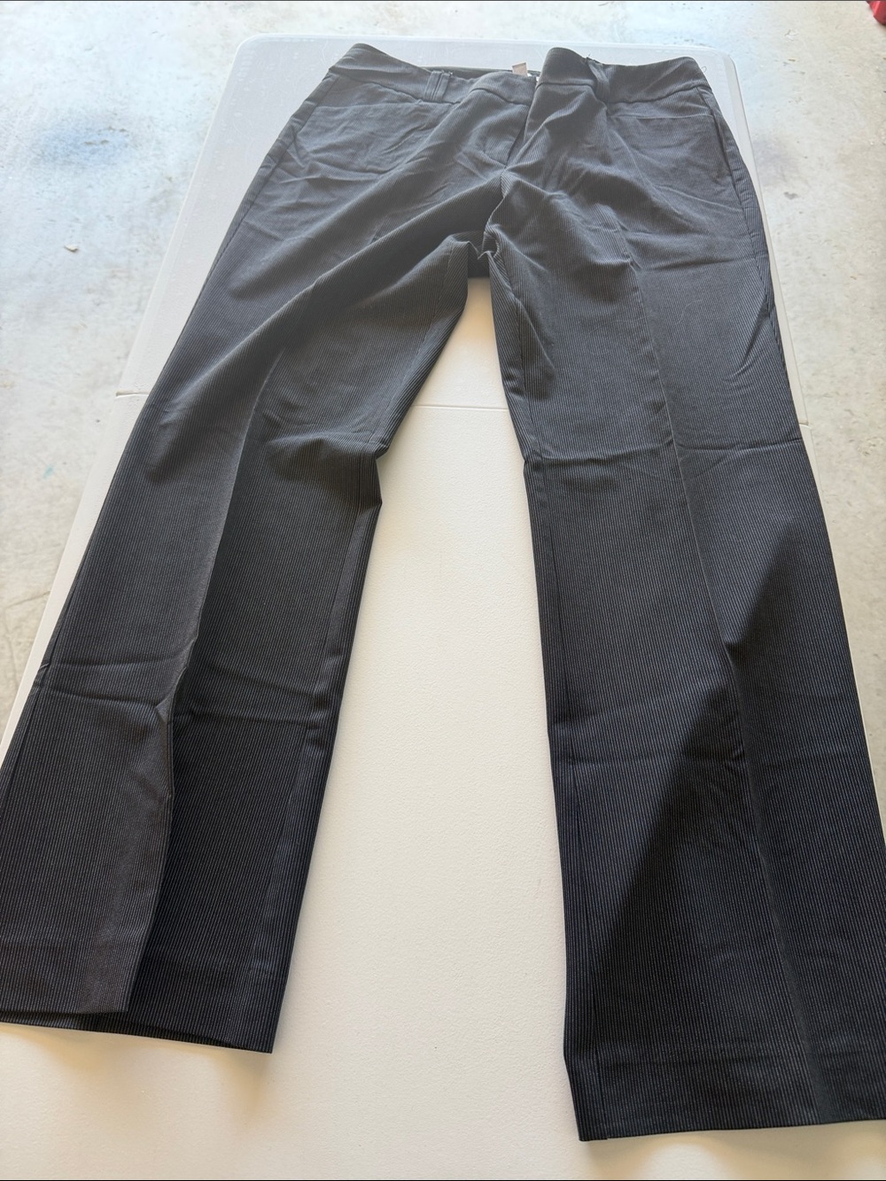 Woman’s New York & Company Black Pinstripe Dress Pants, Size 12